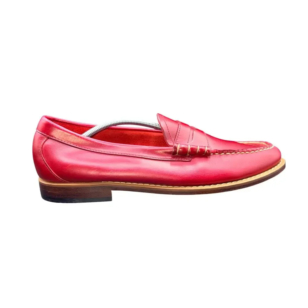 G.H. Bass Weejuns Penny Loafers Red Leather Mens 10 D Classic Preppy Shoes